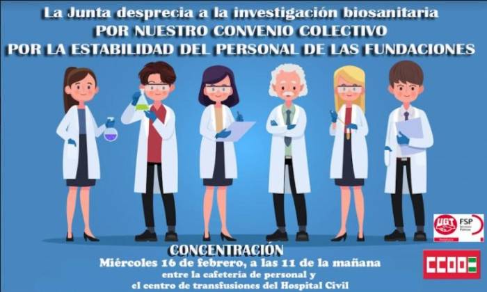 Aspecto del cartel elaborado por los sindicatos convocantes para animar a acudir a las concentraciones.